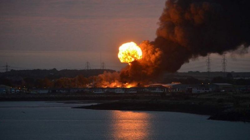 Huge explosion' as fire rages at industrial unit in Kent